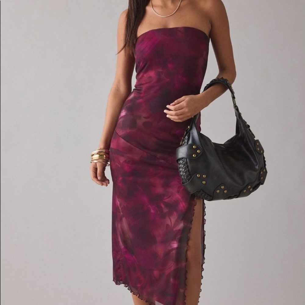 UO Samara Midi Mesh Strapless Dress NWT